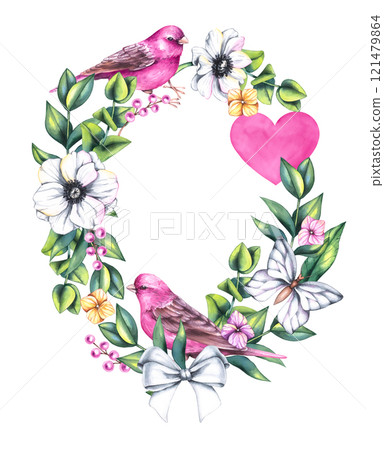 Watercolor Valentine's Day hand drawn illustration 121479864