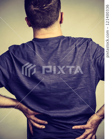 Man having back loins pain ache 121480336