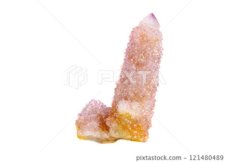 macro stone mineral cactus quartz amethyst on a white background 121480489