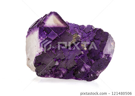 macro stone mineral fluorite on a white background 121480506