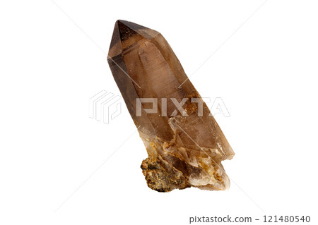 macro stone mineral smoky quartz on a white background macro stone mineral smoky quartz on a white background 121480540