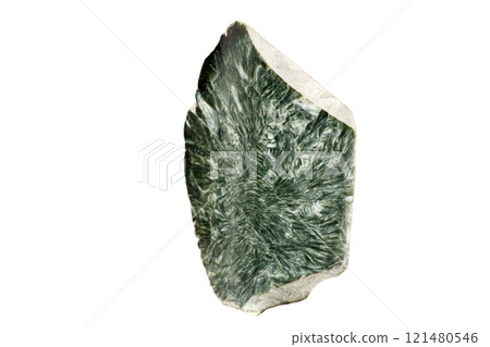 Macro Sphalerite mineral stone with Clinochlore on a white background 121480546