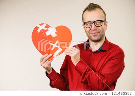 Smiling man with healed heart. Smiling man with healed heart. 121480592