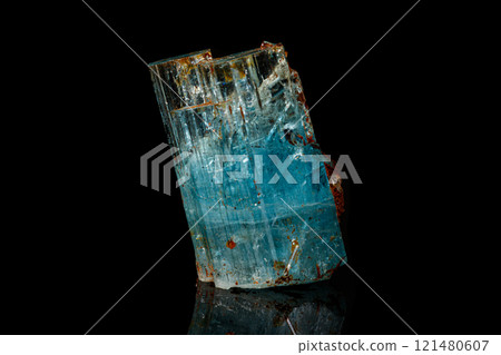 macro mineral stone aquamarine on a black background 121480607