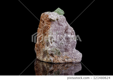 macro mineral stone pargasite on black background 121480624