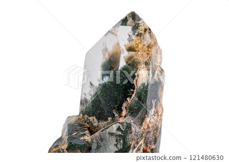 macro Axinite mineral stone on a white background macro Axinite mineral stone on a white background 121480630