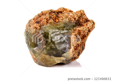 Macro stone Grossular mineral on white background Macro stone Grossular mineral on white background 121480631