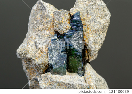 macro mineral stone Vivianite on a black background 121480689