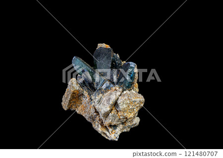 Macro mineral stone Vivianite on a gray background Macro mineral stone Vivianite on a gray background 121480707
