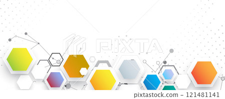 Hexagon abstract background with simple polygonal elements 121481141