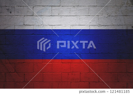 Flag of Russia painted on a wall Flag of Russia painted on a wall 121481185