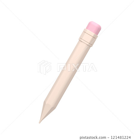 Icon of a pen with an eraser on a white background. 3d illustration. 121481224