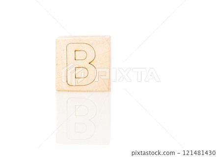 Wooden cubes with letters B on a white background Wooden cubes with letters B on a white background 121481430