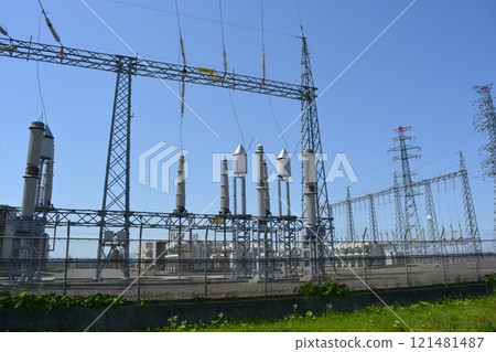 Outdoor substation equipment and transmission tower 121481487