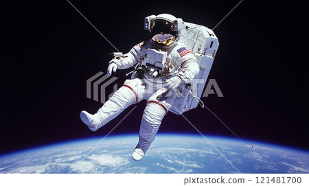 Astronaut floating in space with the Earth in the background 121481700