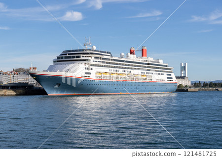 white cruise liner at the port 121481725