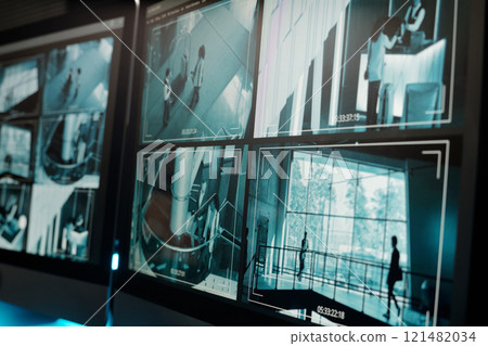 Computer screen with cctv video system 121482034