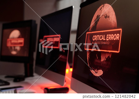 Monitors with critical error on screens Monitors with critical error on screens 121482042