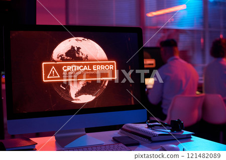 Computer screen showing critical error 121482089