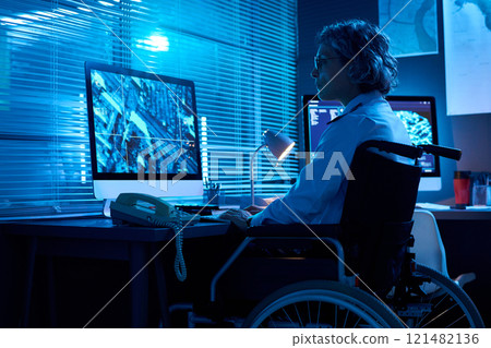 Mature female officer with disability 121482136
