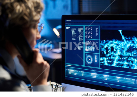 Computer on workplace of officer Computer on workplace of officer 121482146