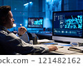 Operator working with graphic data 121482162