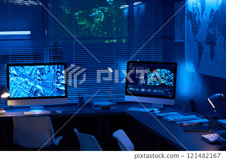 Computer screens with location data 121482167