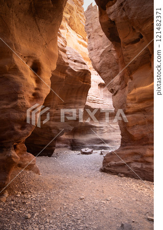 Beautiful labyrinths in the gorge of the red canyon in Eilat, israel Beautiful labyrinths in the gorge of the red canyon in Eilat, israel 121482371