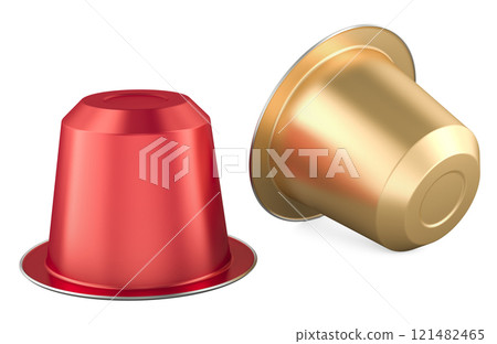 Single-serve coffee containers. Coffee capsules pods for coffee machine. 3D rendering 121482465