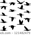 silhouettes of flying cormorants birds 121482479