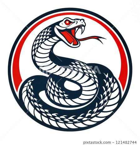 Bold snake logo illustration with striking colors and detailed design for various uses Bold snake logo illustration with striking colors and detailed design for various uses 121482744