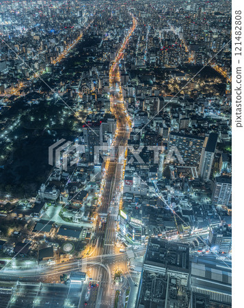 Night view of Osaka city from the observation deck of Abeno Harukas 121482808