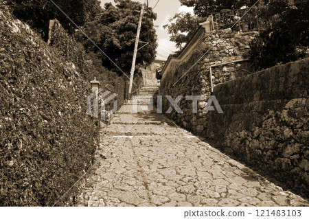 Okinawa Naha Shuri Kinjo Town stone pavement 121483103