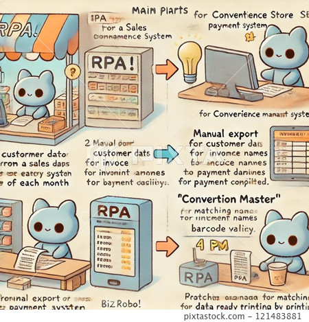 Illustration showing how RPA can improve business efficiency 121483881