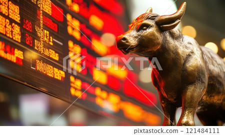 The bull statue is a symbol of strength and power 121484111