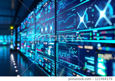 Renewable energy control room with digital monitoring 121484179