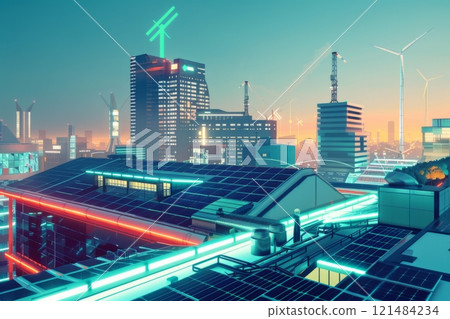 Sustainable smart city with renewable energy and green buildings 121484234