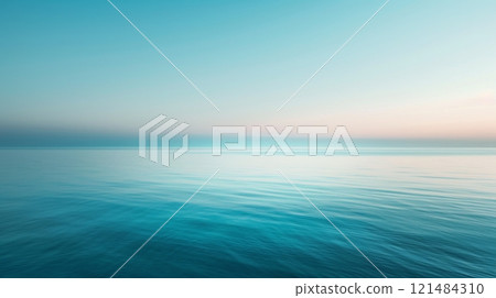 Serene Blue Ocean Horizon Under Clear Sky 121484310