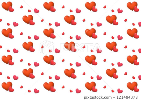 A pattern background of scattered rounded three-dimensional wooden red hearts A pattern background of scattered rounded three-dimensional wooden red hearts 121484378