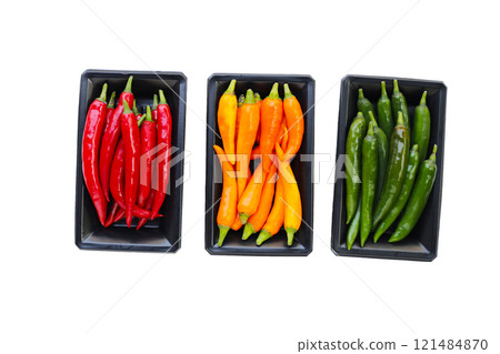 Chili peppers on a white background. Chili peppers on a white background. 121484870