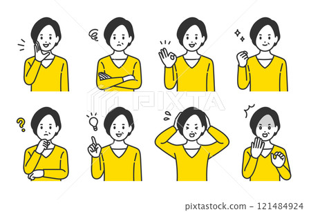 一組表情各異、姿勢各異的中年婦女【人物向量圖素材】 一組表情各異、姿勢各異的中年婦女【人物向量圖素材】 121484924