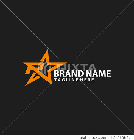 letter R with star racing logo design vector 121485642
