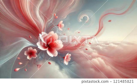 Flowers in abstract blue light 121485821