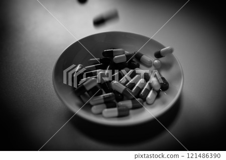 Overdose, OD image, taking large amounts of drugs, drug overdose, stress, depression, young people, social issues 121486390