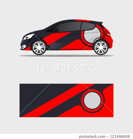wrapping car decal circle concept red design vector 121486688