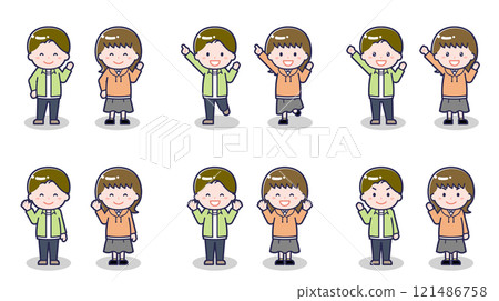 Teenage boys and girls in casual clothes 02 121486758