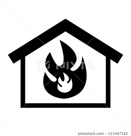 House fire silhouette 121487182