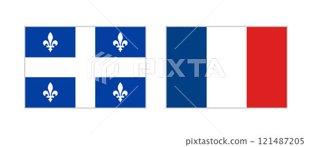 魁北克國旗和法國國旗圖標集 121487205