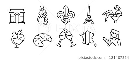France Icons Set 121487224