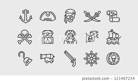Pirate icons set Pirate icons set 121487234